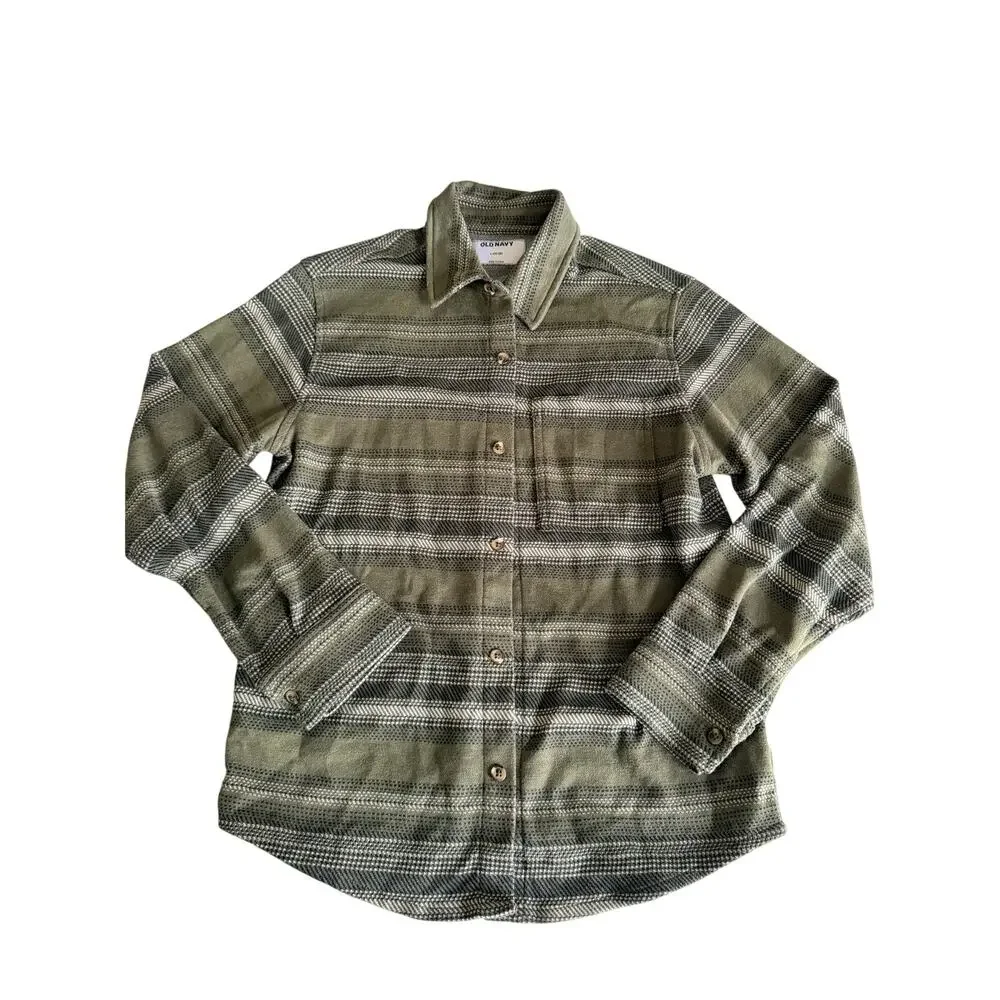 Old Navy Boys' Green Striped Jacquard Knit Shirt Top